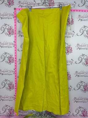Vintage skirt lime green yellow Bright Yellow Strapless Midi Dress